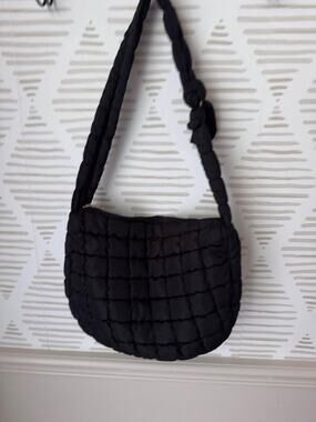 Black Puffy Bubble Shoulder Bag Purse